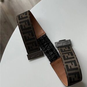 Fendi Black and Brown Belt with Elastic Panel